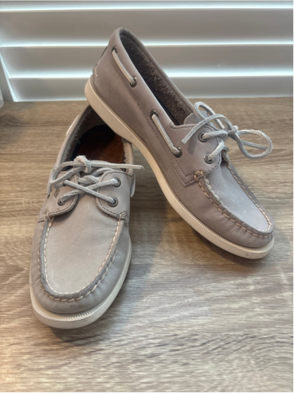 Sperry Gray Classic All Leather Boat Shoes Womens Size 7 Preppy Coastal Travel